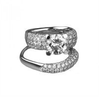18 Karat White Gold Engagement Ring with Pave Diamonds