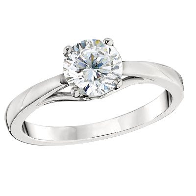 Gooseneck Style Classic Solitaire Engagement Ring Setting